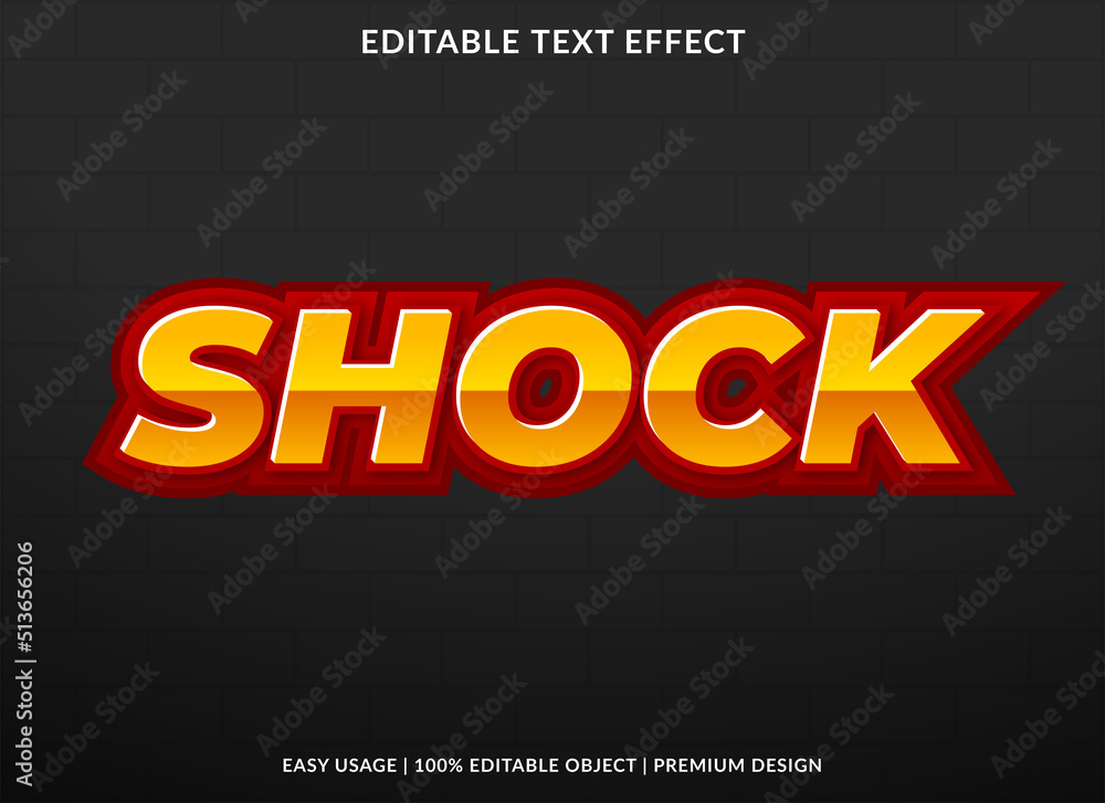 Aufkleber shock text effect editable template with abstract background use for business logo and brand