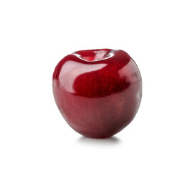 One ripe sweet cherry on white background