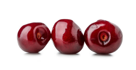 Ripe sweet cherries isolated on white background