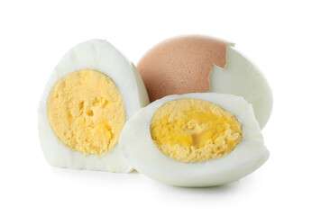 Boiled chicken eggs isolated on white background
