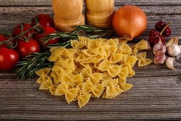 Raw Italian farfalle pasta for cooking