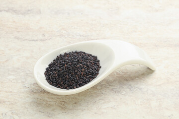 Black sesame seeds in the bowl