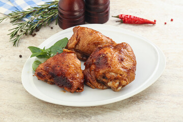 Roasted chicken leg with spicy sauce