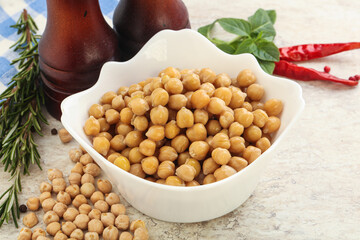 Boiled chickpea in the bowl