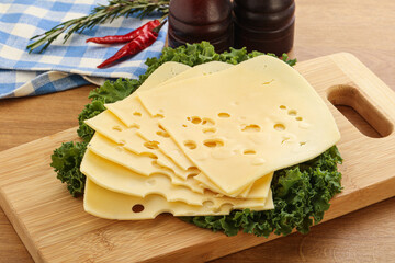 Sliced maasdam cheese for breakfast