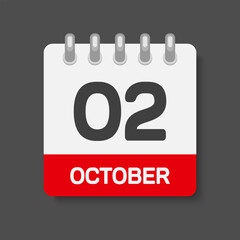 Icon page calendar day 2 October, template date