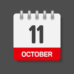 Icon page calendar day 11 October, template date