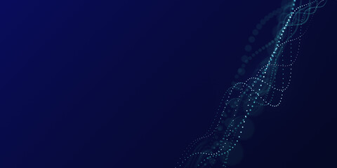 Technology digital wave background concept. Wave stream digital illustration. Network line connects to stream. Falling cyber particles. Big data stream. 3d rendering