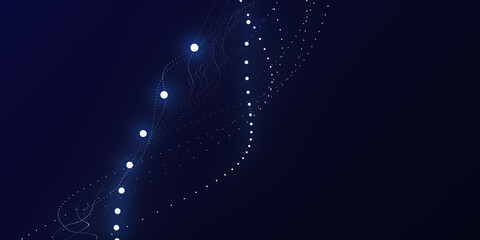 Technology digital wave background concept. Wave stream digital illustration. Network line connects to stream. Falling cyber particles. Big data stream. 3d rendering