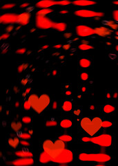 Fototapeta na wymiar red hearts on black background