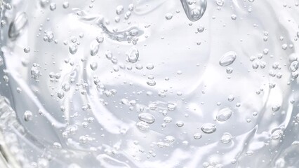 Macro white transparent cosmetic serum gel, cream, fluid texture with air bubble