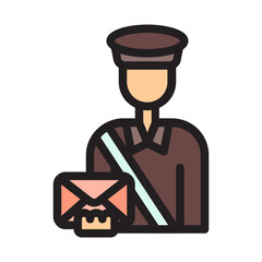 Postman , Postal Service filled outline icon.