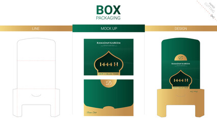 Box packaging and mockup die cut template	
