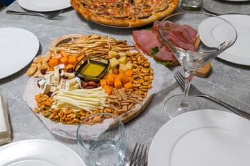 served table with a cheese plate