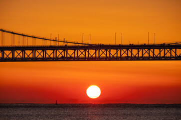 Scenic view of a bridge against the sky during sunrise
