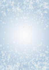 Vector Magical Glowing Background with Silver and Purple Falling Hexagon on Blue. Falling Snow. Glittery Confetti Frame. Christmas and New Year Design. Winter Sky with Bokeh Snowfall.