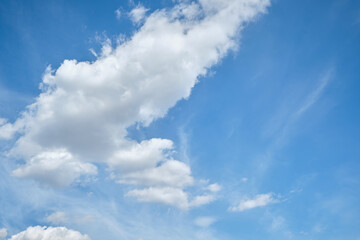 Clear blue sky and white clouds in summer during the daytime