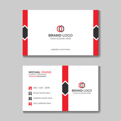 Modern Red and White Business Card Design. Professional Business Card Template. Flat Design Abstract Creative