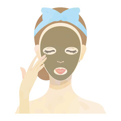 美容　泥パックをする女性