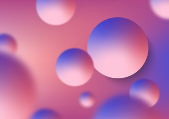 Pink background of 3d sphere shapes. Pink and purple soft balls decoration element for banner design.