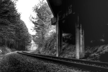 railway in the fog