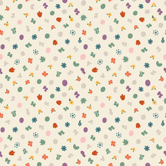 Obraz premium Seamless pattern with abstract shapes. Simple colored doodles