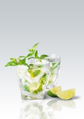 Glass of fresh tasty cold lemonade