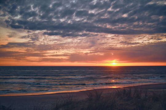 Warm sunset at the coast. High quality photo