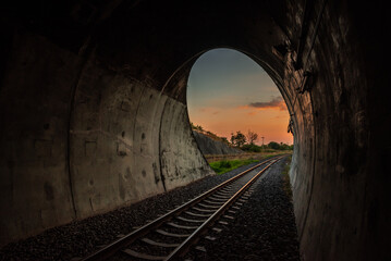 Fototapeta na wymiar End of the train tunnel.