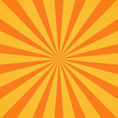 Orange sunburst background. Retro background with rays. Vector.