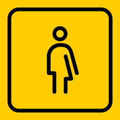 Transgender line icon on yellow background. Unisex washroom symbol. Gender neutral restroom sign. Editable stroke. Vector graphics