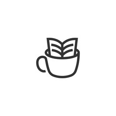 Book cafe logo design template vector illustration