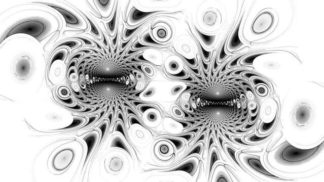 Black and White background for playing video jockey, VJ. Psychedelic abstraction for hypnosis.