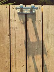 River bollard. Berth. River buildings. Coast.