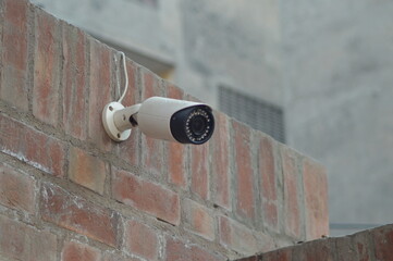 security camera on a wall