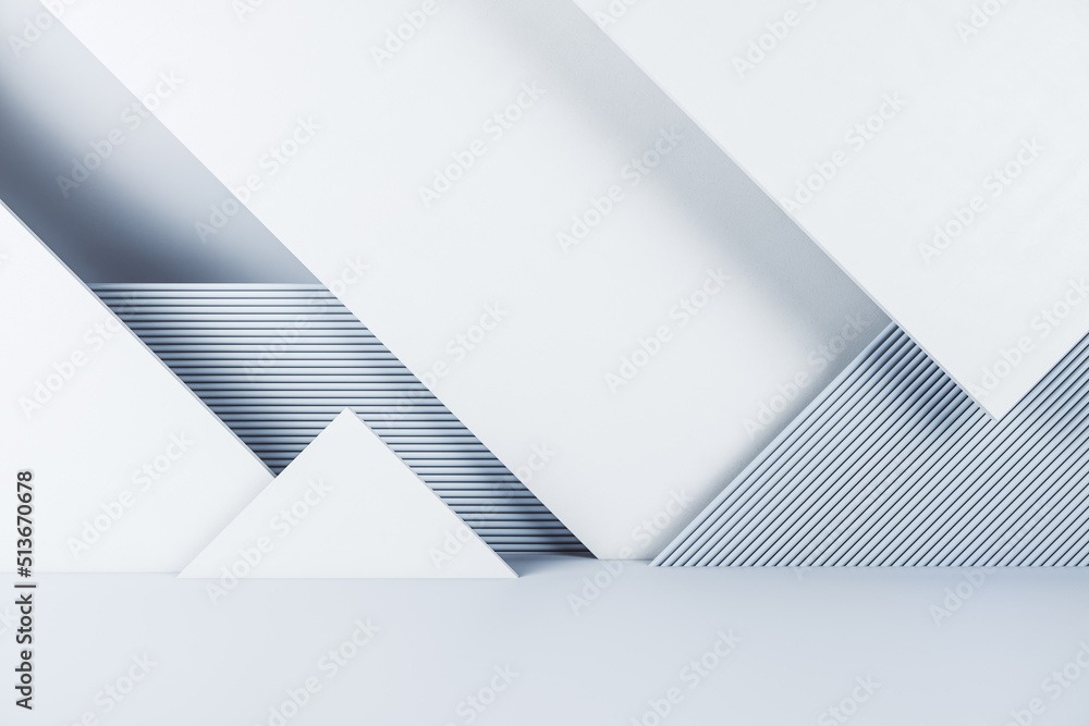 Aufkleber abstract white geometric wall background. 3d rendering.