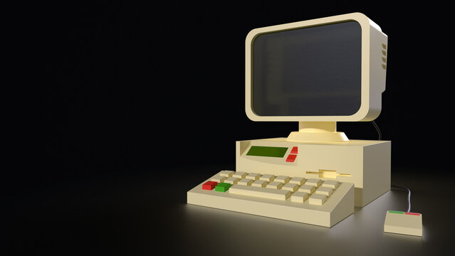 stylized old 80's retro computer 3D computer generated image