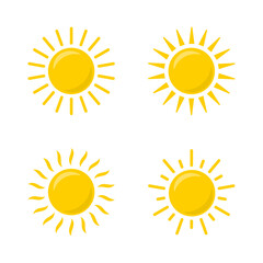 Sun icon vector set isolated on white background