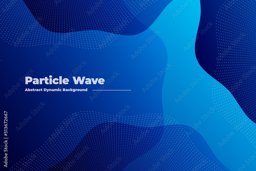 Poster abstract multicolored blue with light blue background with a dynamic dotted geometric pattern in the