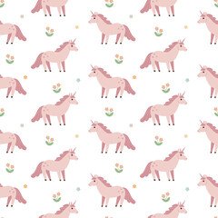 Pink Unicorn Pattern Vector Illustration