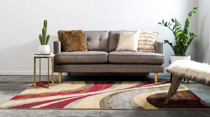 Modern living area floor rug interior room rug texture design.