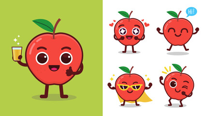 Red Apple Mascot Vector Set