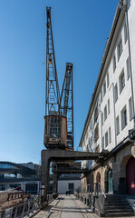 Fototapeta premium Einkaufszentrum am alten Industriegelände des Tempelhofer Hafen, Tempelhof-Schöneberg