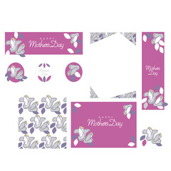 Mather's Day Design 01. Design set in contemporary art style. Abstract background with hand-painted pastel spring flowers and trendy typography in dark blue. ―vector Illustration material
Mather's day