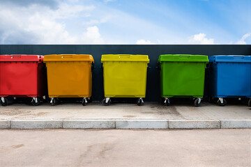 Garbage city containers. Photo on the topic of waste disposal.