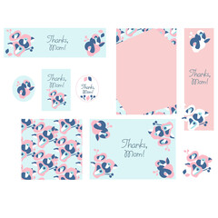 Mother's Day Design 03. Design set in contemporary art style. Abstract background with hand-painted pastel spring flowers and trendy typography in dark blue. ―vector Illustration material
Mother's day