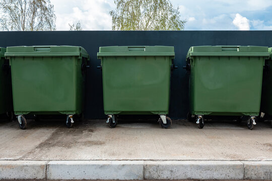 Garbage city containers. Photo on the topic of waste disposal.