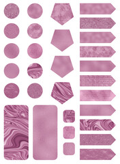 set of pink tags isolated