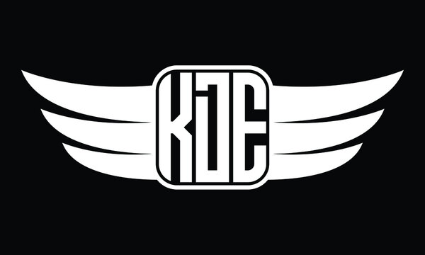 KDE three Letter Wings Flying Initial wing symbol minimalist creative concept flag icon professional logo design Vector template with abstract black and white tattoo