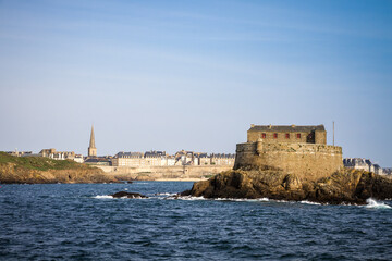 Fototapeta na wymiar Saint-Malo city view from the sea, Brittany, France